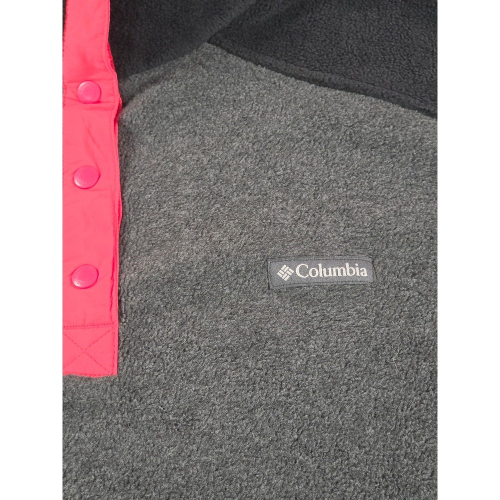 Columbia Benton Springs Fleece Pullover Womens XXL Gray Black Pink XL4973 Snap - Picture 2 of 8